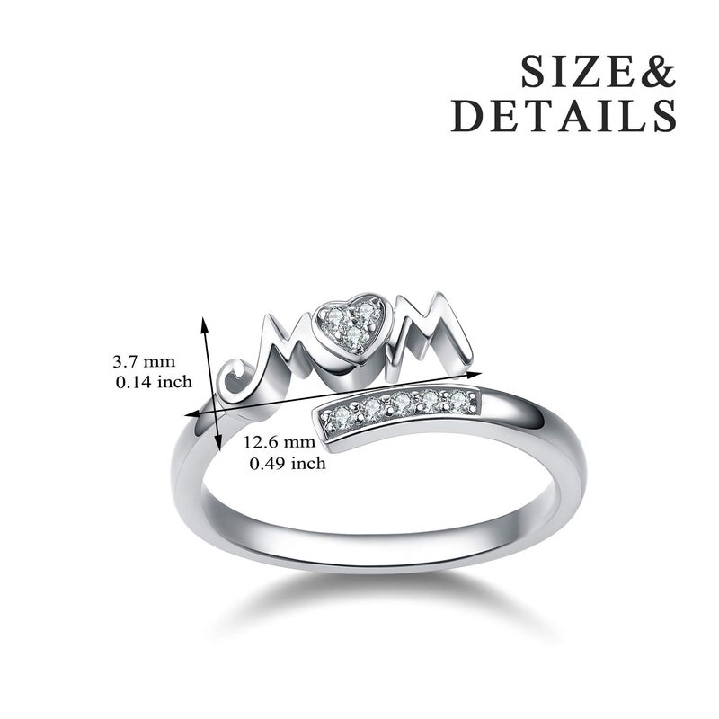 YFN 925 Sterling Silver Mothers Ring Mom Rings Band Adjustable Rings for Mother Jewelry Gifts (8) - Image 4
